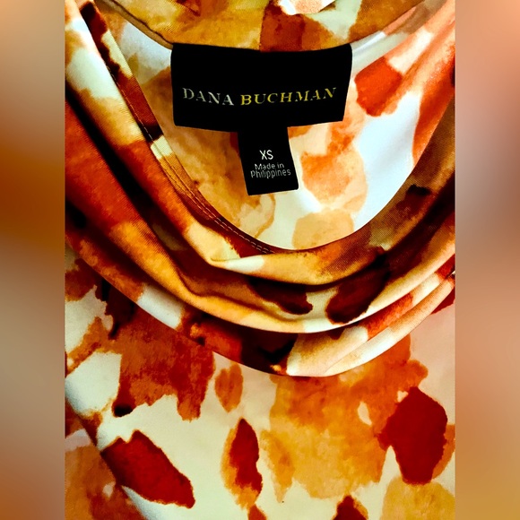 XS Dana Buchman Orange Floral Blouse - Picture 1 of 2
